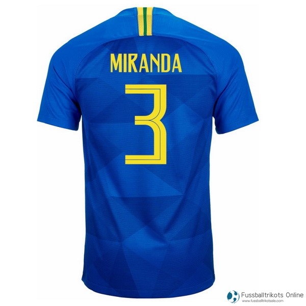 Brasilien Trikot Auswarts Miranda 2018 Blau Fussballtrikots Günstig